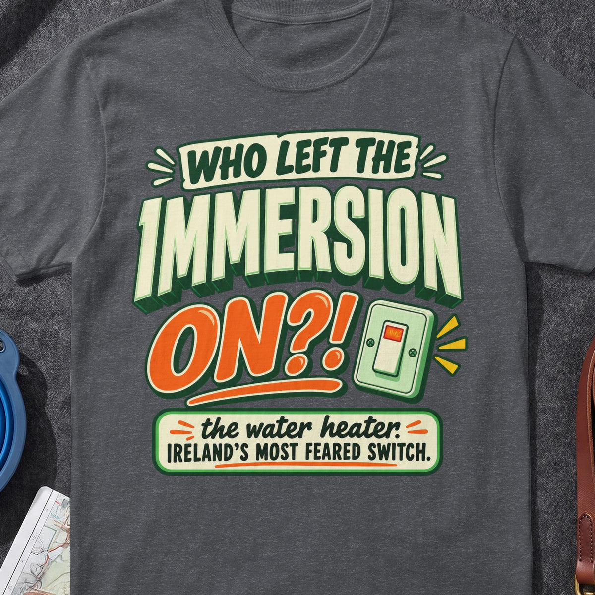 Who Left The Immersion On Irish graphic T-shirt in Dark Heather Grey