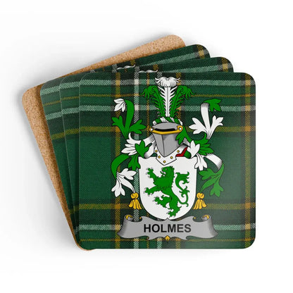 Green Plaid Holmes Family Crest Coaster Set product type