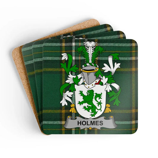 Green Plaid Holmes Family Crest Coaster Set product type