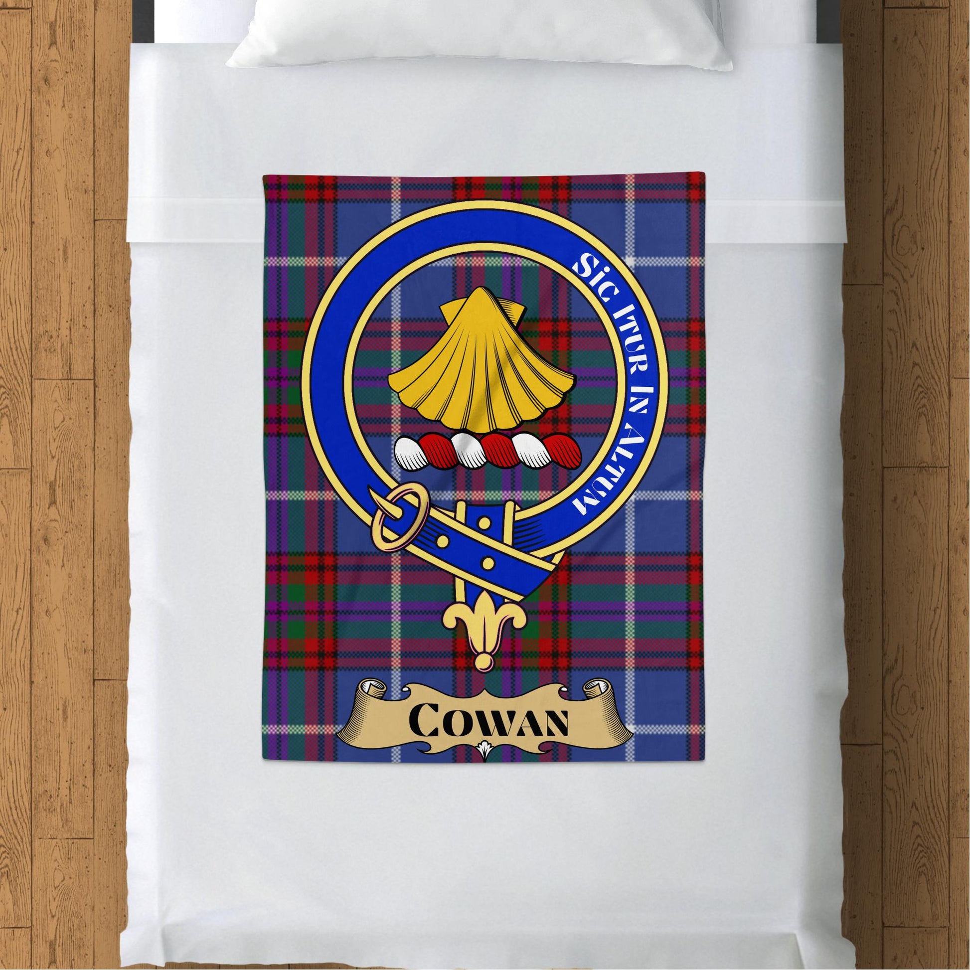 Cowan Clan Scottish Tartan Crest Throw Blanket - Living Stone Gifts