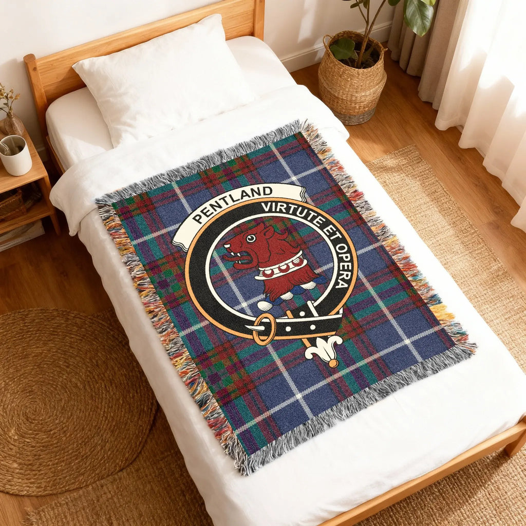 Pentland Virtute et Opera Tartan Crest Blanket