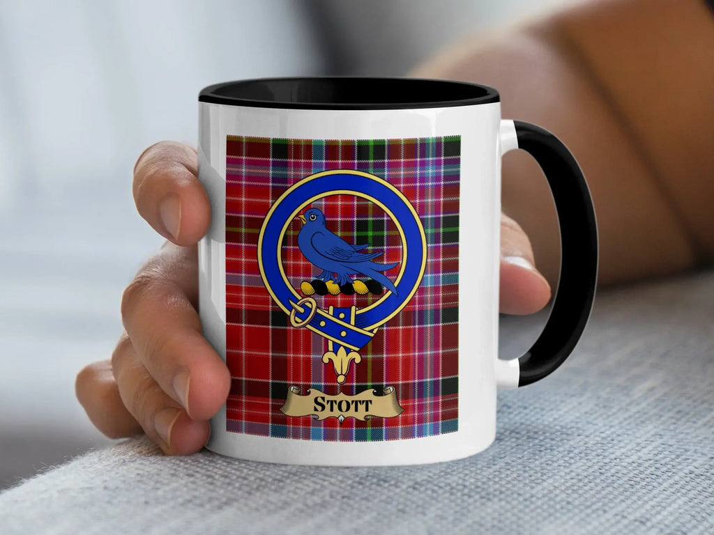 Stott tartan mug with a coloured accent handle and interior