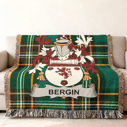 Bergin Family Crest Green Tartan Plaid Throw product type