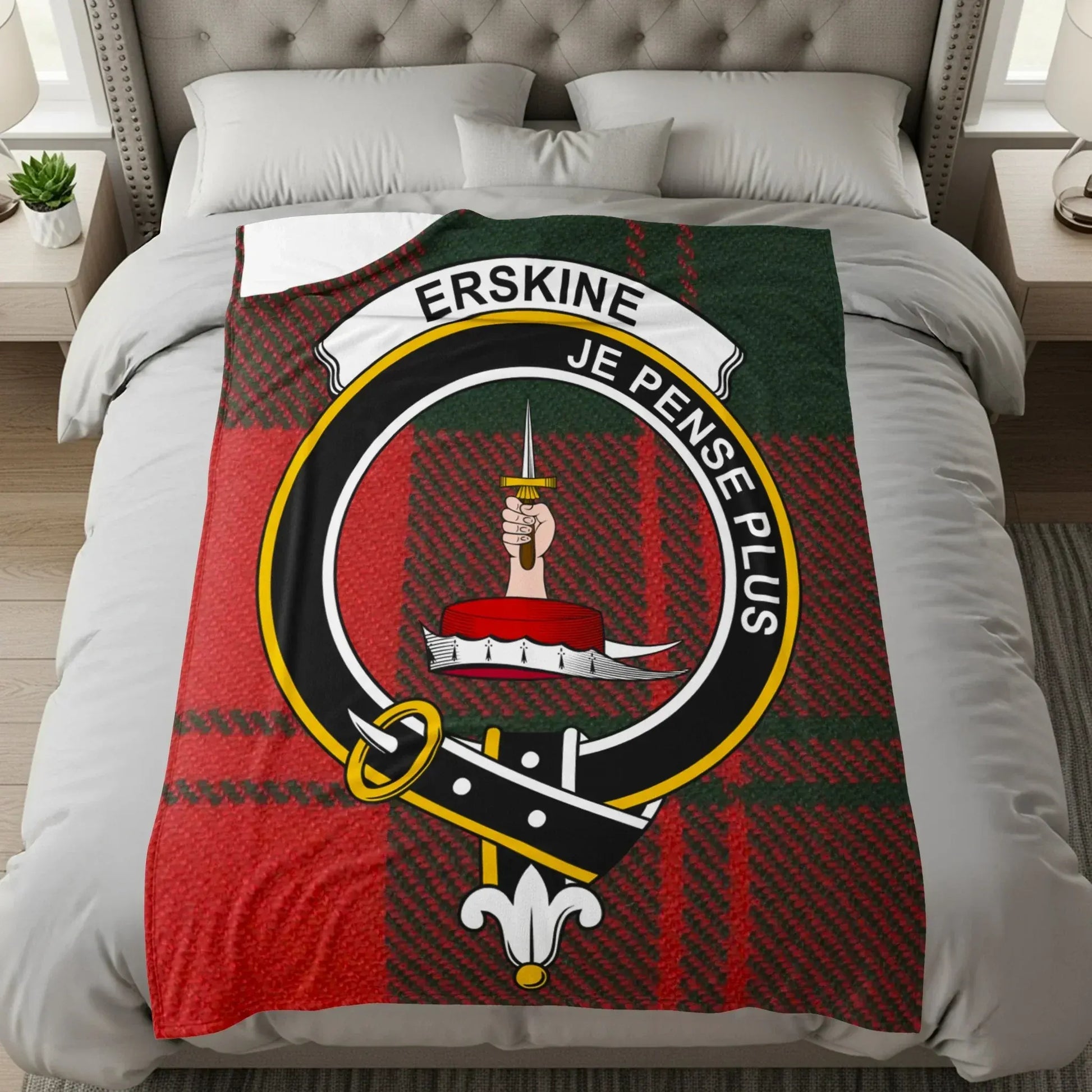 Clan Erskine Je Pense Plus Crest Plaid Blanket product