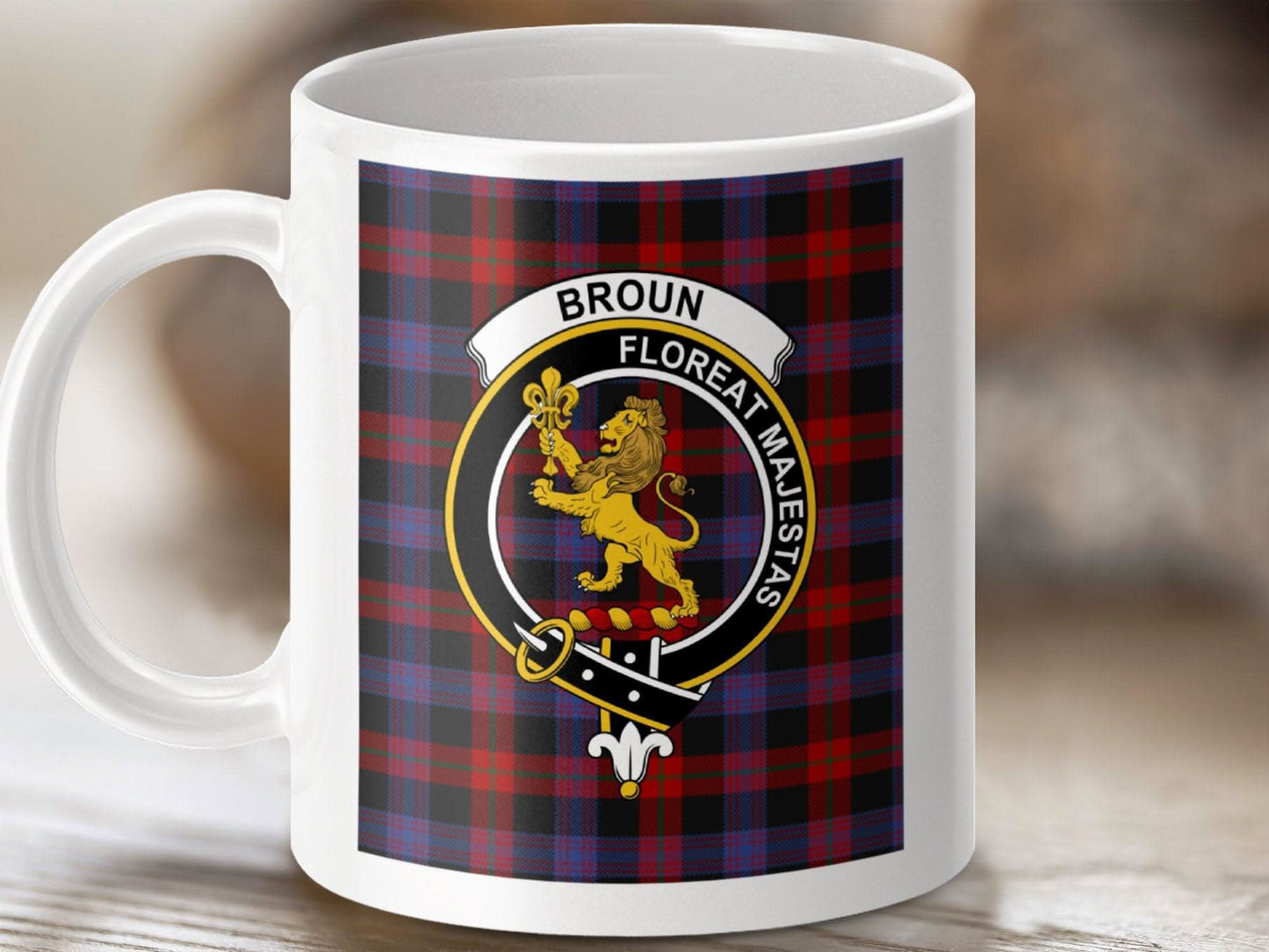 Broun Floreat Majestas Family Crest Mug product