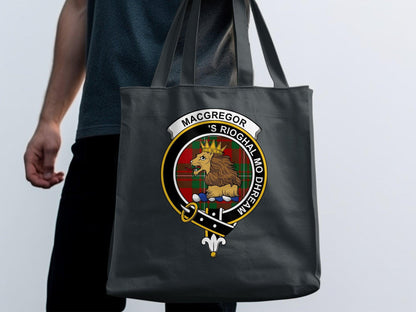 MacGregor Clan Crest Tote Bag, Scottish Lion Rampant, Durable Canvas Shoulder Bag, Gift for Scots