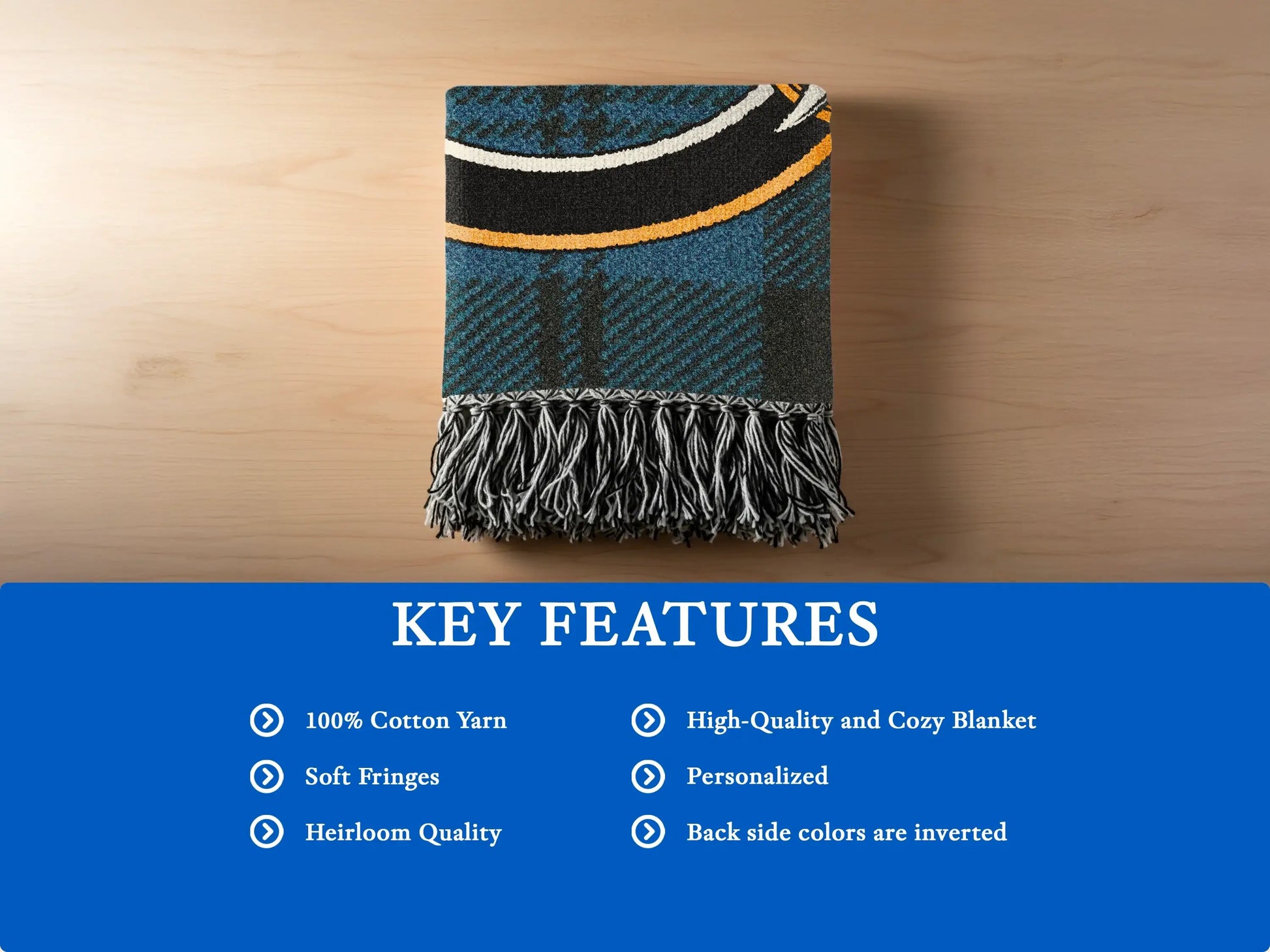 High-Quality Personalized Cozy Blanket with Soft Fringes