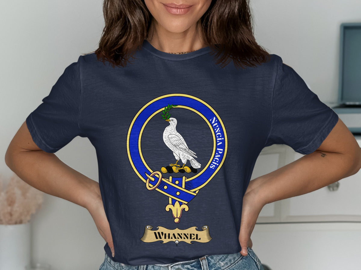 Whannel Scottish clan crest design on Navy T-shirt