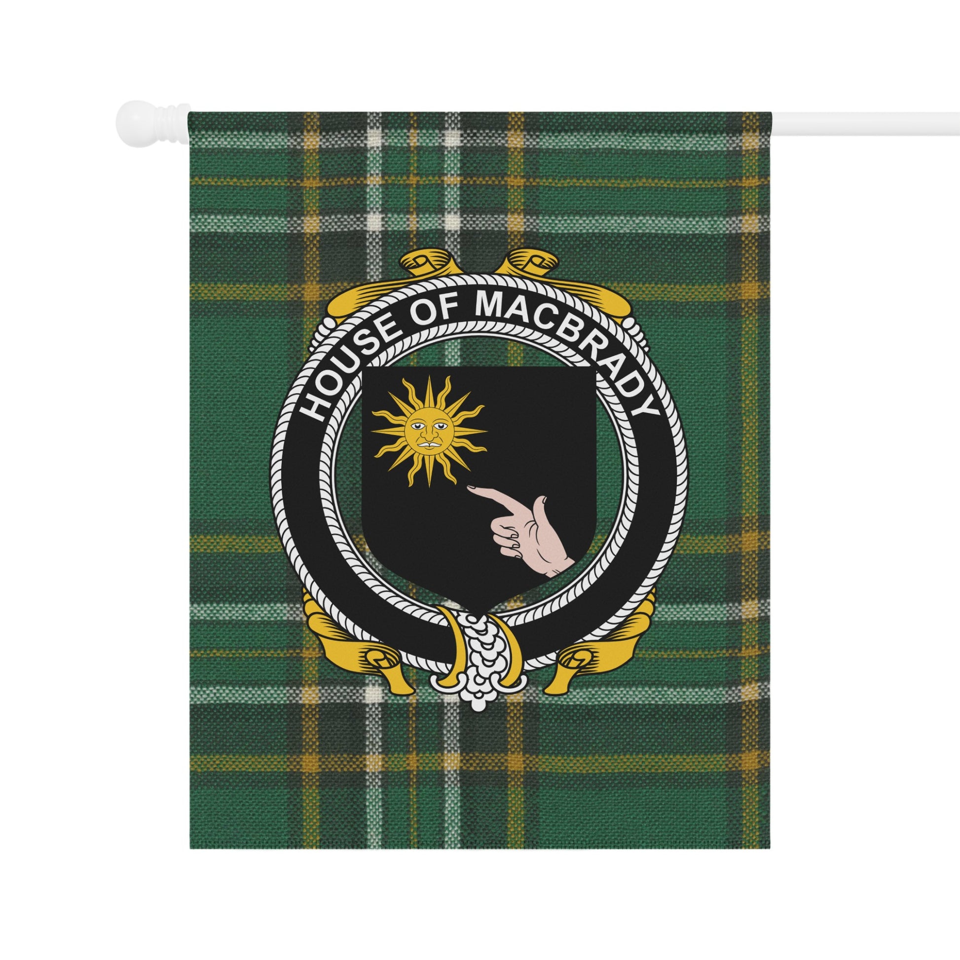 House of MacBrady Green and Yellow Plaid Flag