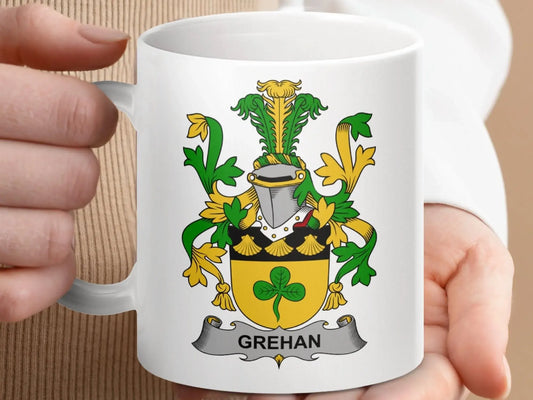Grehan Surname Irish Family Crest Mug - Celtic Ancestry Gifts