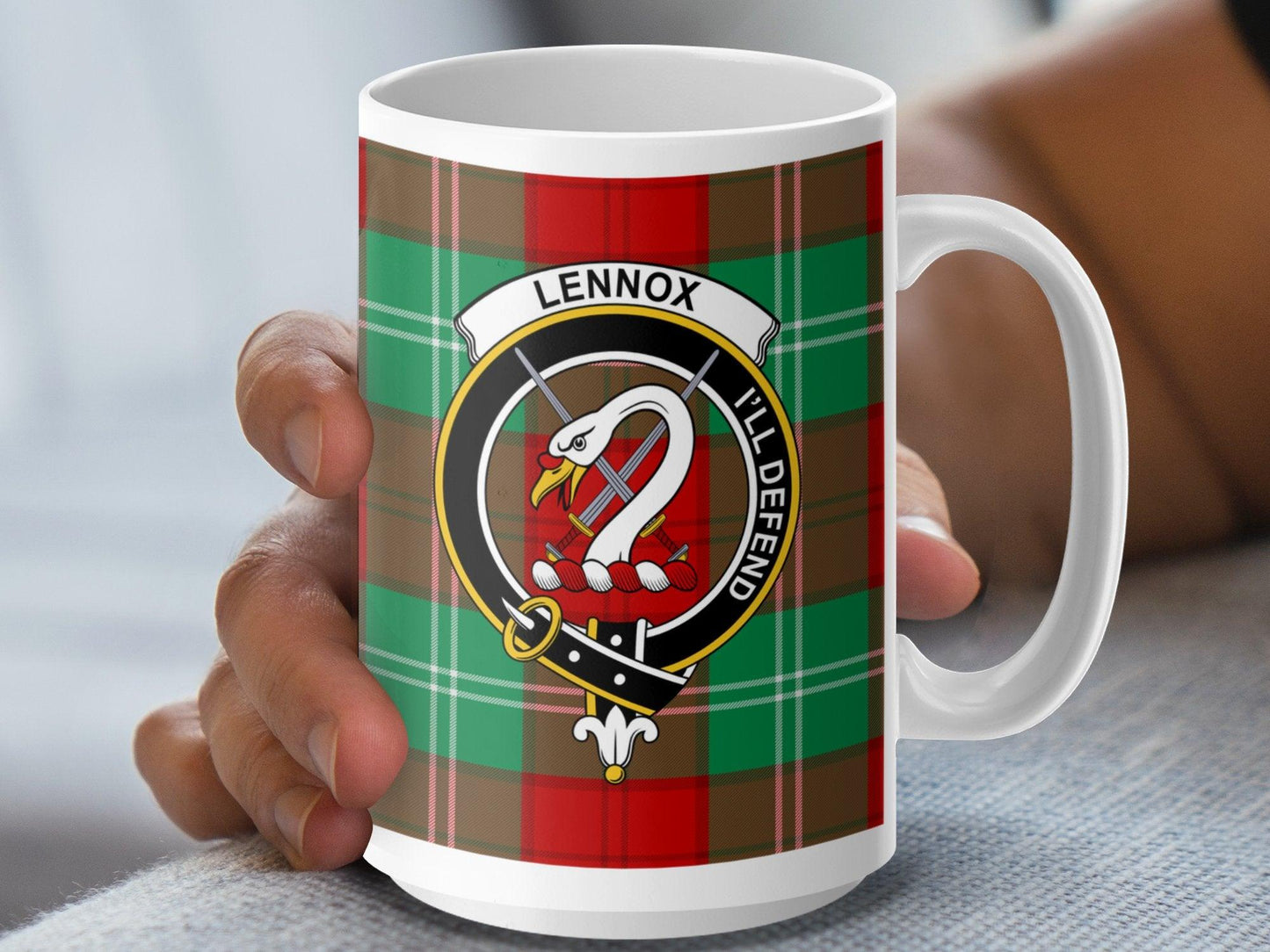 Scottish Clan Lennox Crest and Tartan Plaid Mug - Living Stone Gifts