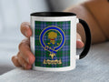Rutledge tartan mug with a coloured accent handle and interior