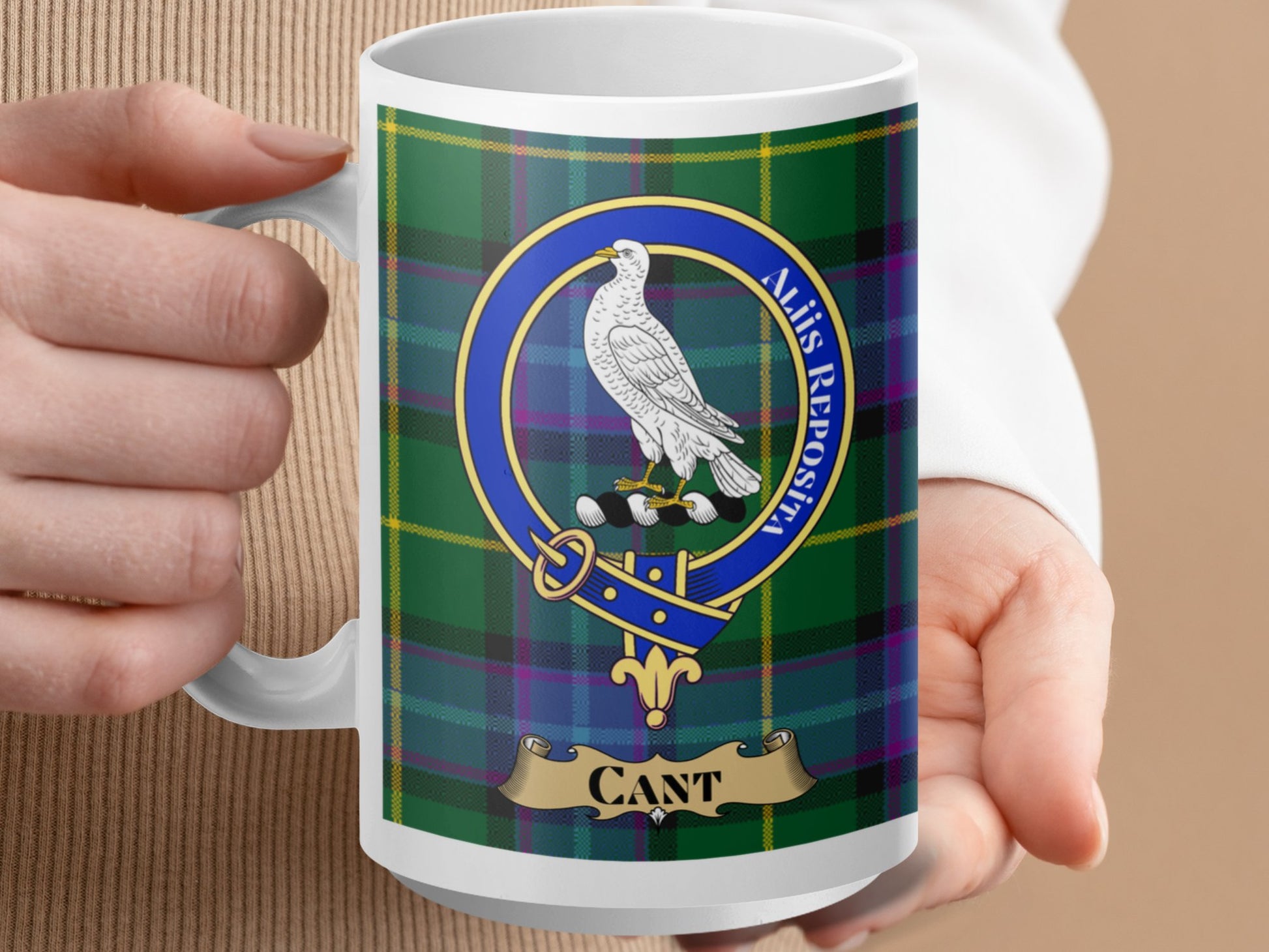 Clan Cant Scottish Tartan Crest Emblem Accent Mug - Living Stone Gifts