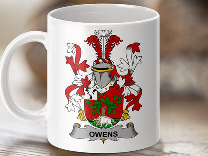 Owens Family Crest Shield Design Accent Mug - Celtic Ancestry Gifts