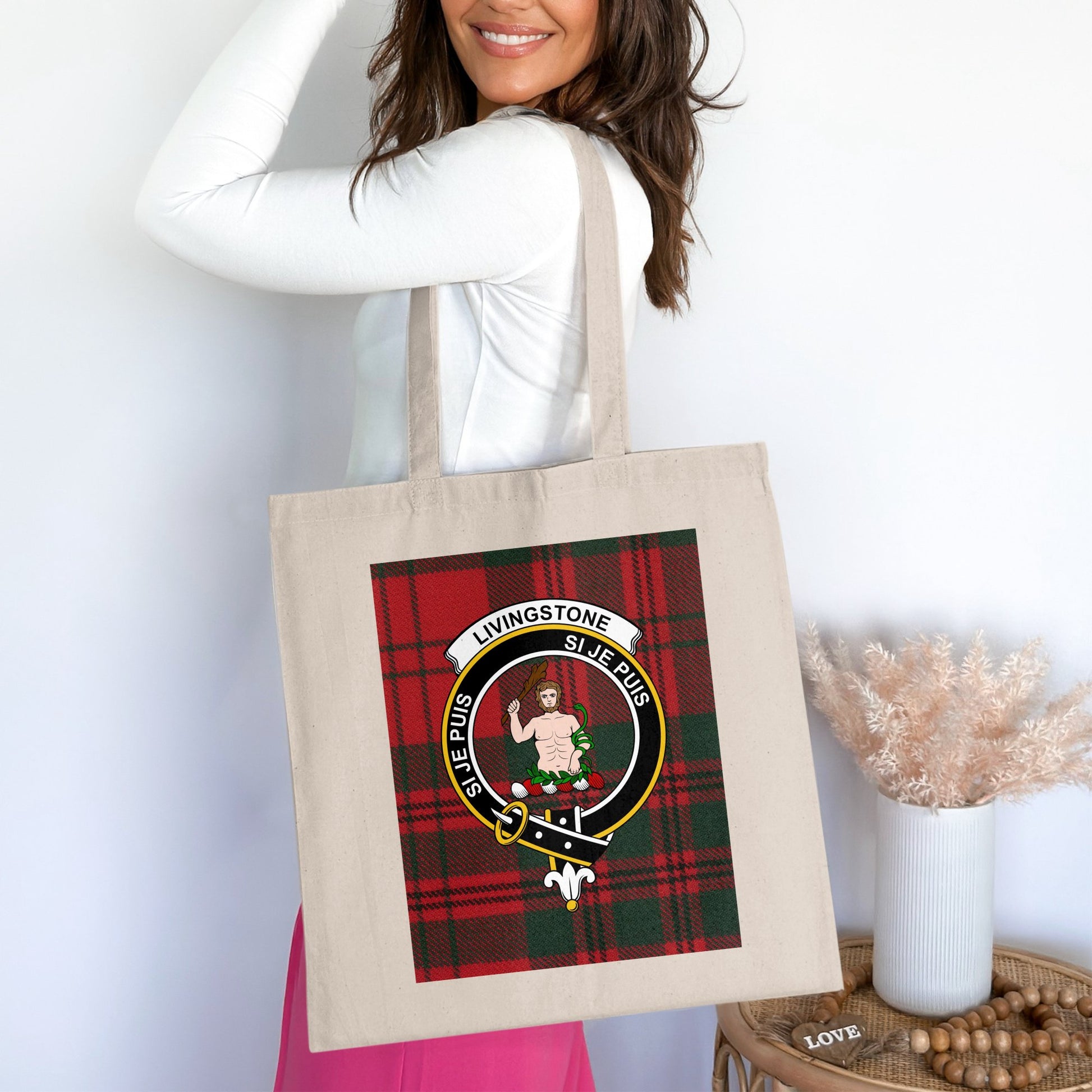 Clan Livingstone Scottish Crest Tartan Tote Bag - Living Stone Gifts