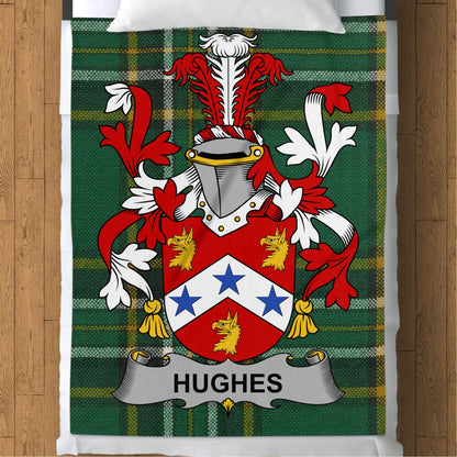 Hughes Surname Irish Tartan Throw Blanket - Living Stone Gifts