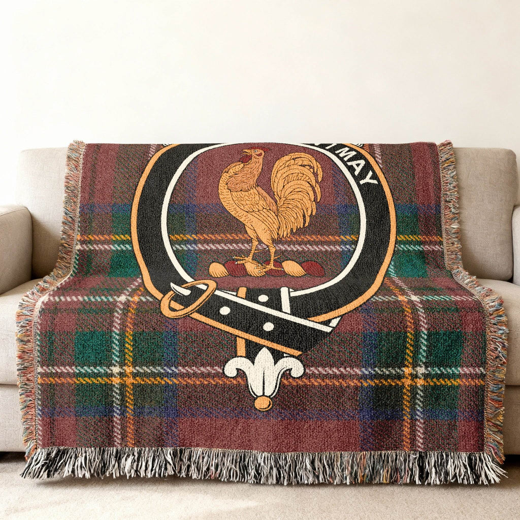 Rooster Emblem Woven Blanket with Fringe Edging