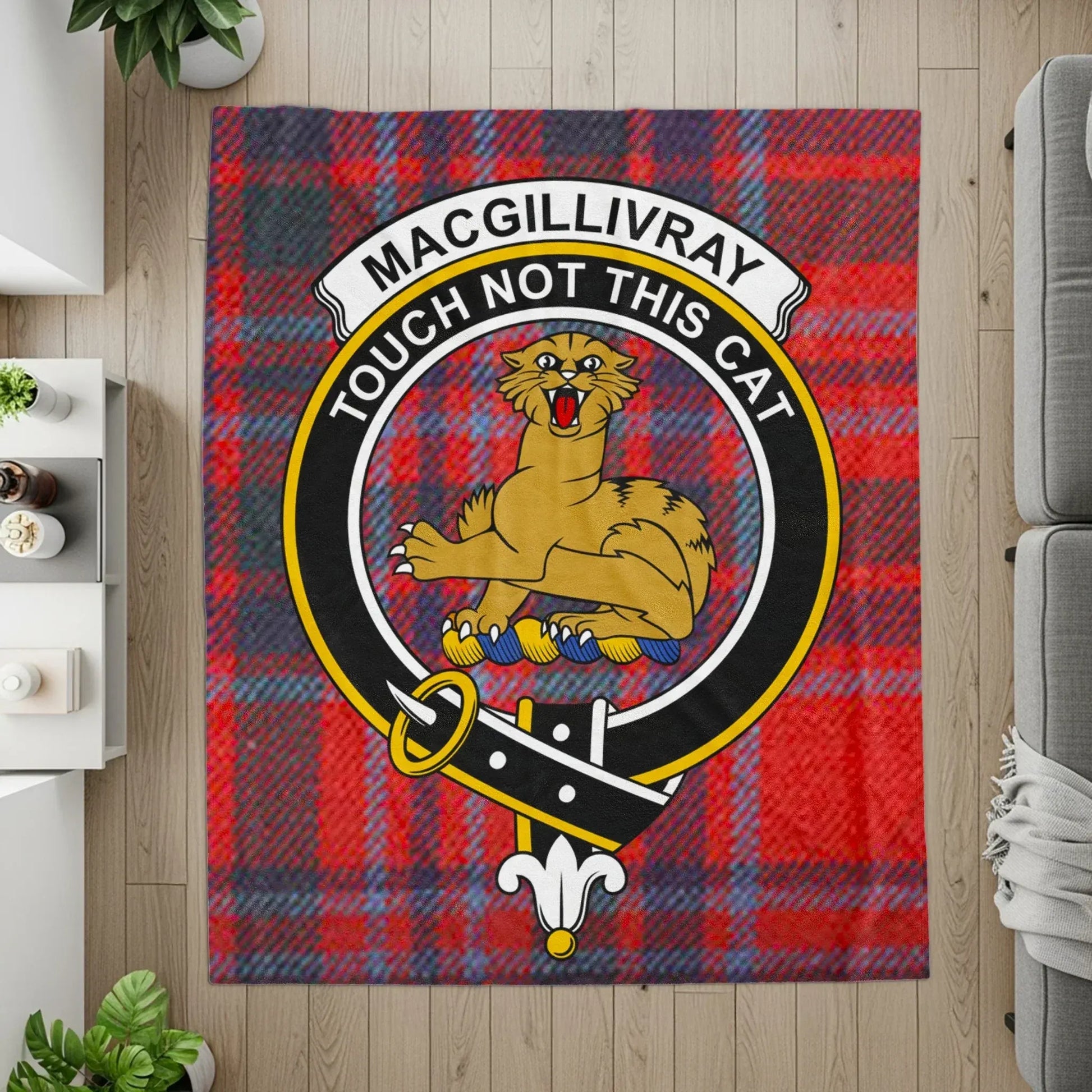 MacGillivray Touch Not This Cat Tartan Blanket product type