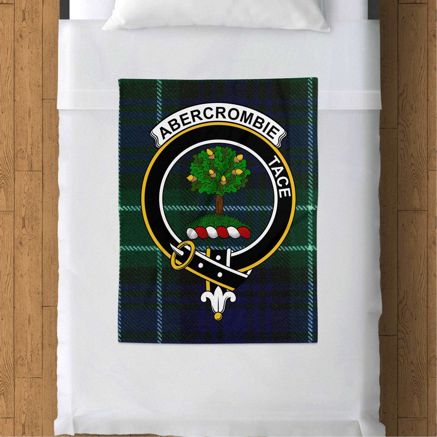 Abercrombie Tace Crest Scottish Tartan Throw Blanket - Living Stone Gifts