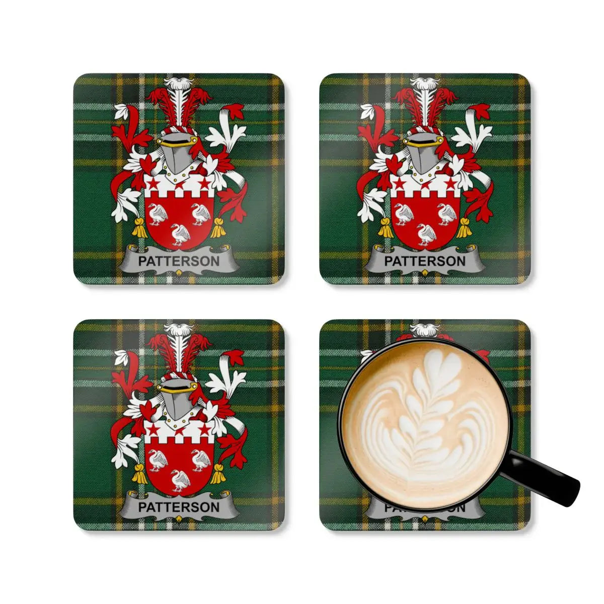 Patterson Tartan Plaid Family Crest Coaster Set product type