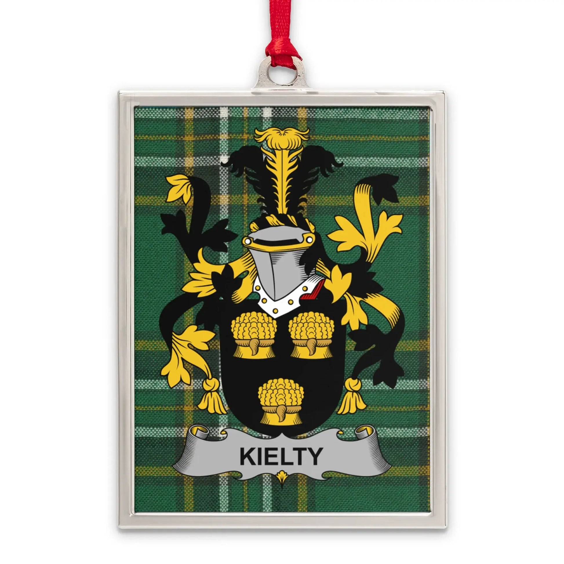 Kielty Family Shield Green Plaid Background product