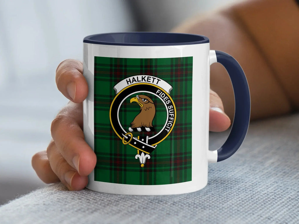Halkett Clan Crest Tartan Coffee Mug Gift Idea