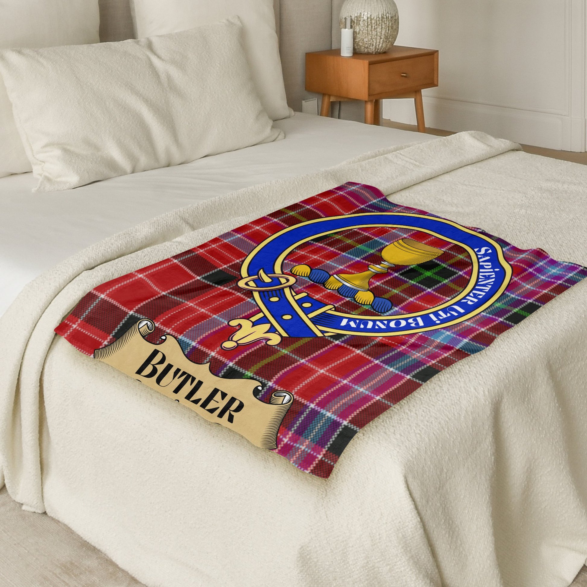 Butler Clan Crest Scottish Tartan Throw Blanket - Living Stone Gifts