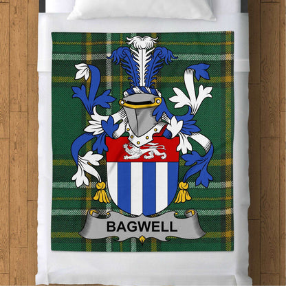 Bagwell Surname Irish Tartan Fleece Throw Blanket - Living Stone Gifts