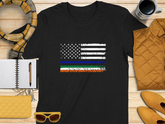 Distressed American Flag with Stripes Graphic Design t-shirt - Celtic Ancestry Gifts