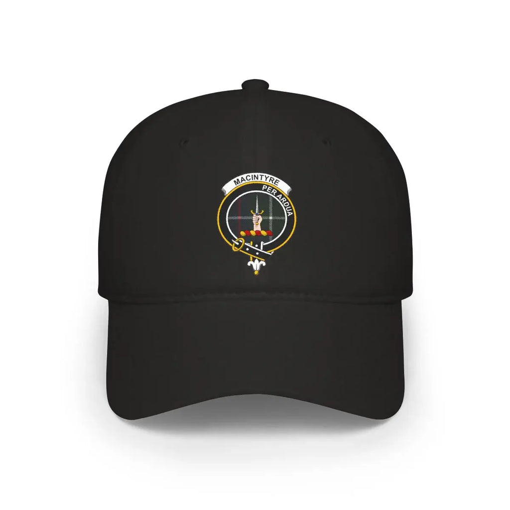 MacIntyre Per Ardua clan emblem hat — clan crest print on 100% cotton, adjustable strap