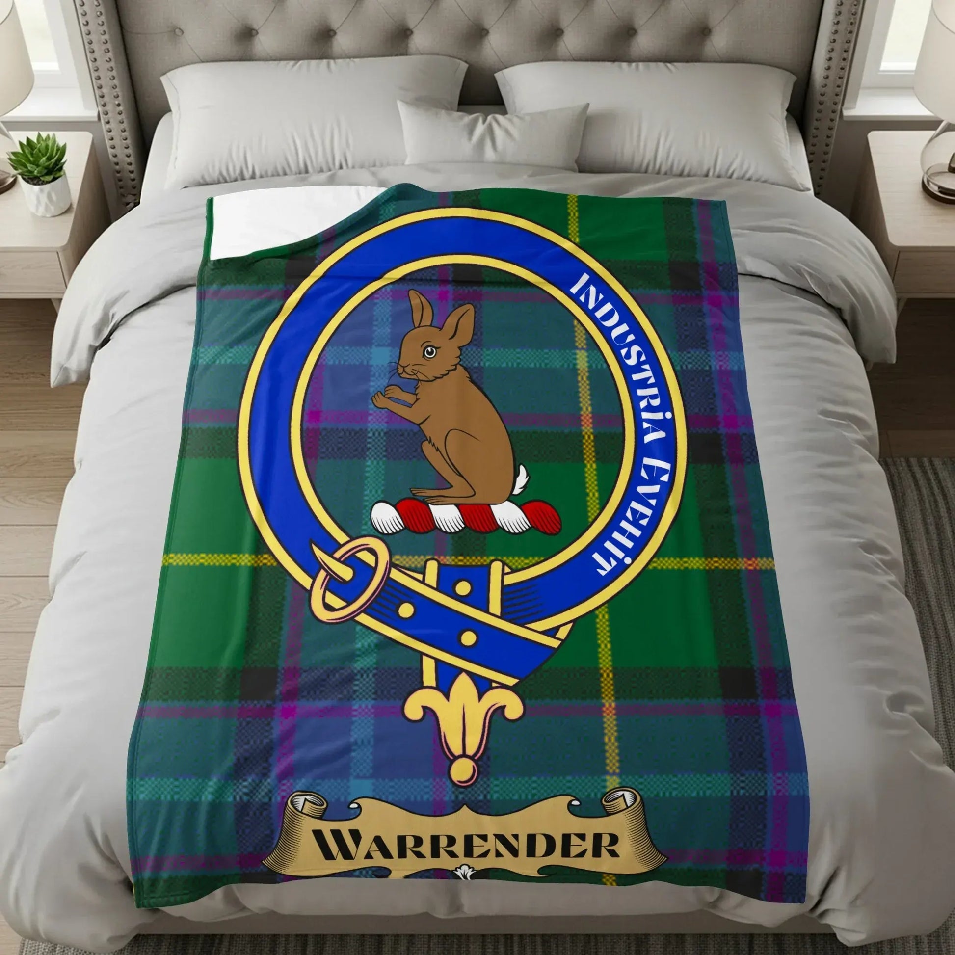 Clan Warrender Crest Badge Tartan Blanket product