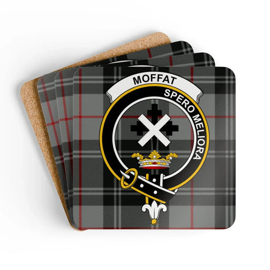 Moffat Clan Crest Tartan Pattern Coaster Set product type