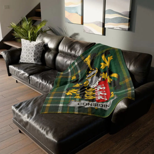 Personalized Family Crest Tartan Green Blanket product