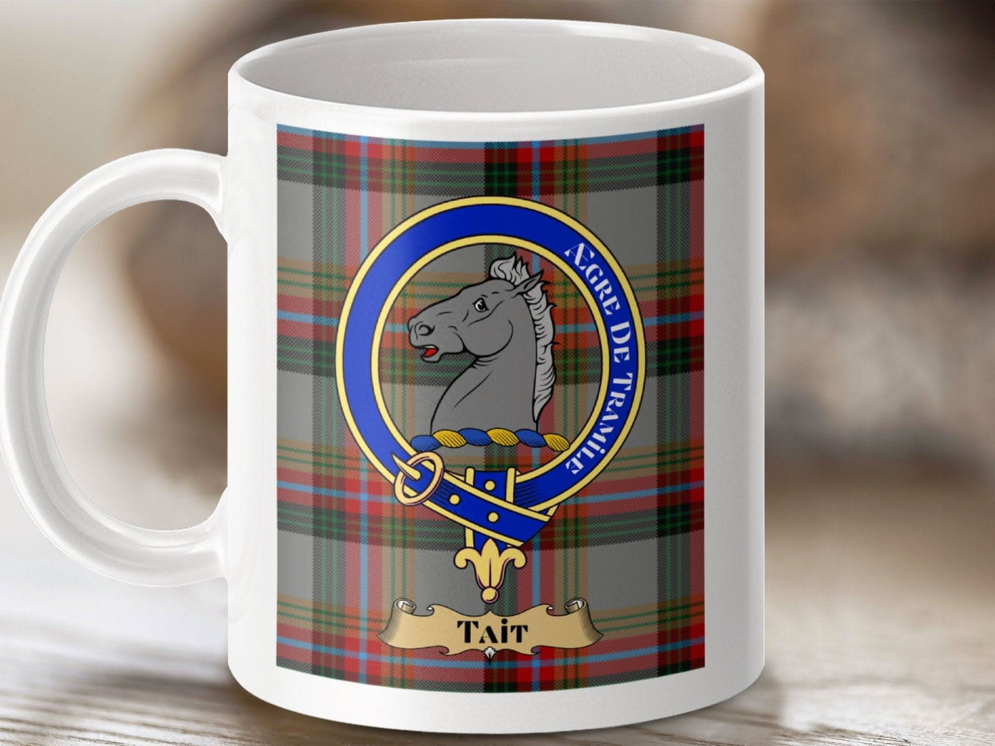 Clan Tait Crest Tartan Design Coffee Mug product type