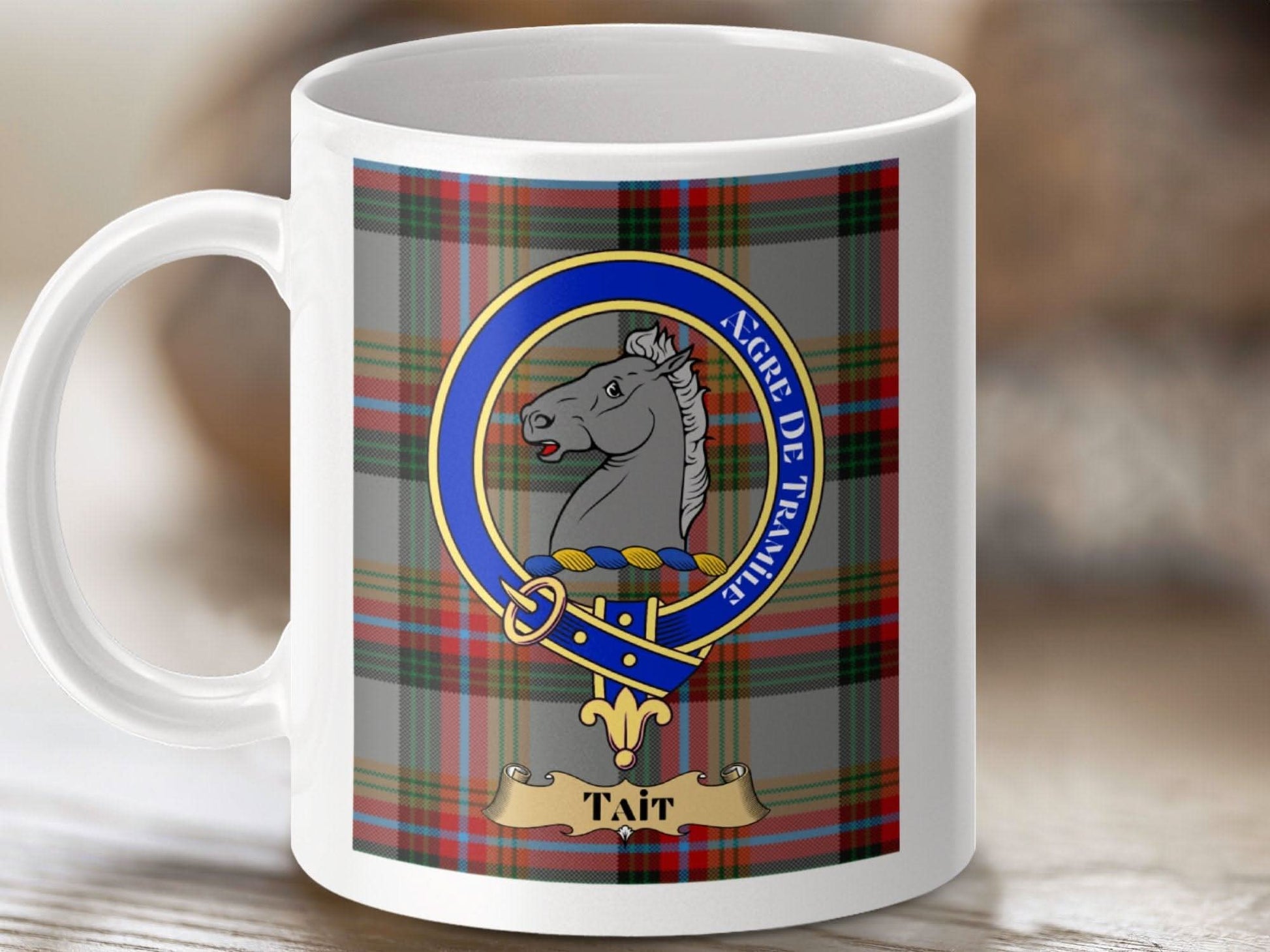 Clan Tait Crest Tartan Design Coffee Mug product type