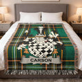 Carson Family Crest Green Plaid Tartan Throw Blanket product type