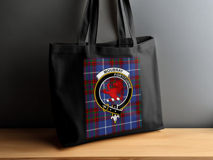 Scottish Clan Crest on Tartan Background Tote Bag - Living Stone Gifts