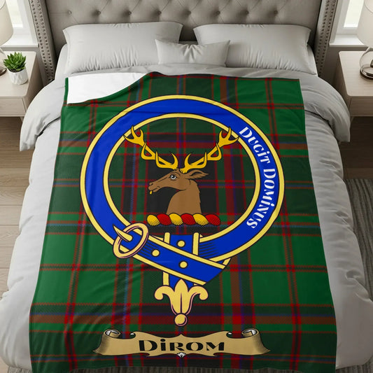 Dirom Clan Tartan Blanket with Crest Emblem product