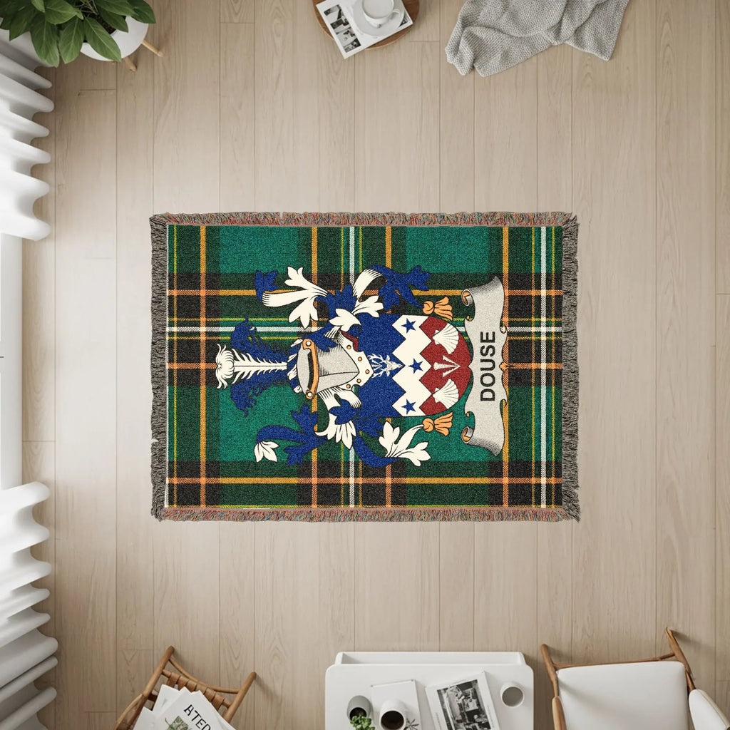 DOUSE Family Crest Plaid Tartan Green Black Throw Blanket product type