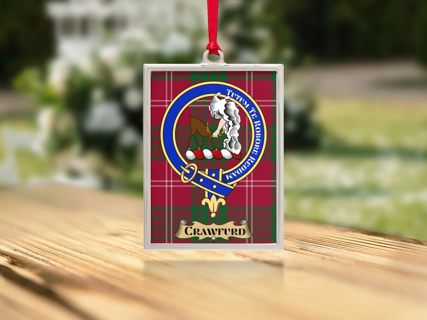 Crawford Tartan Shield Ornament Holiday Decoration product type