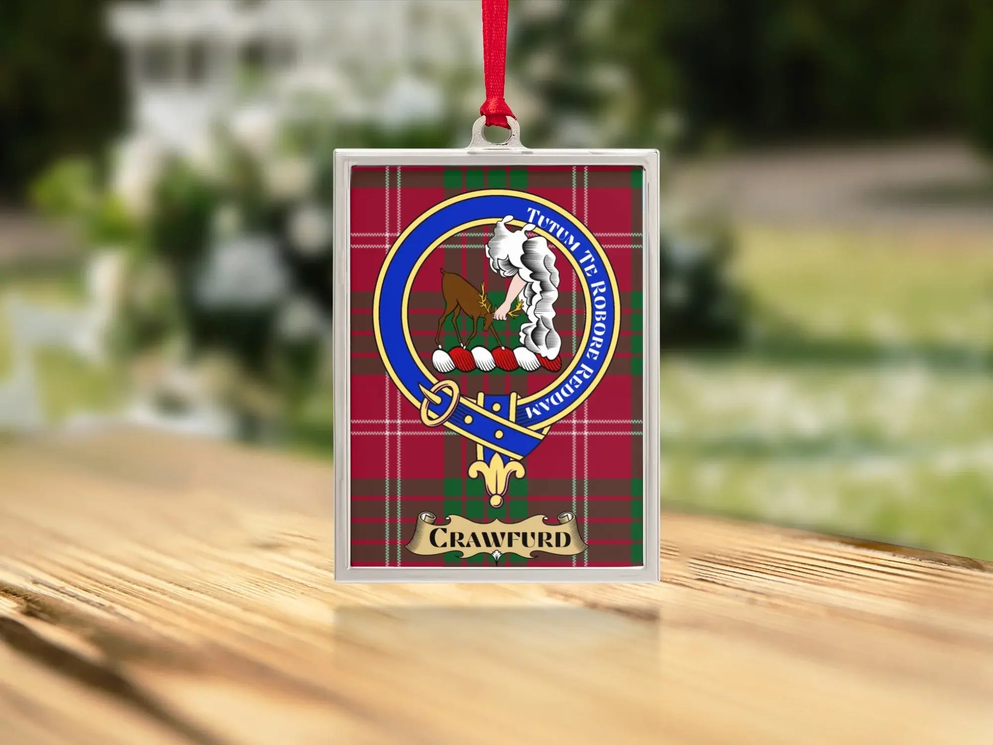 Crawford Tartan Shield Ornament Holiday Decoration product type