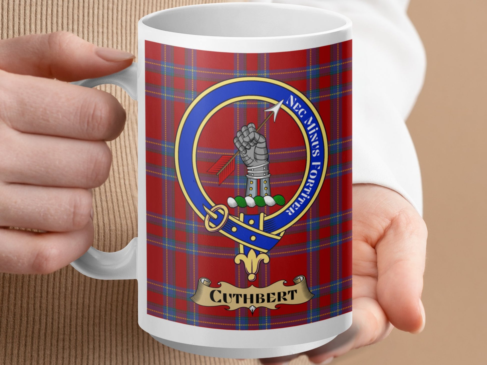 Clan Cuthbert Scottish Tartan Crest Badge Mug - Living Stone Gifts