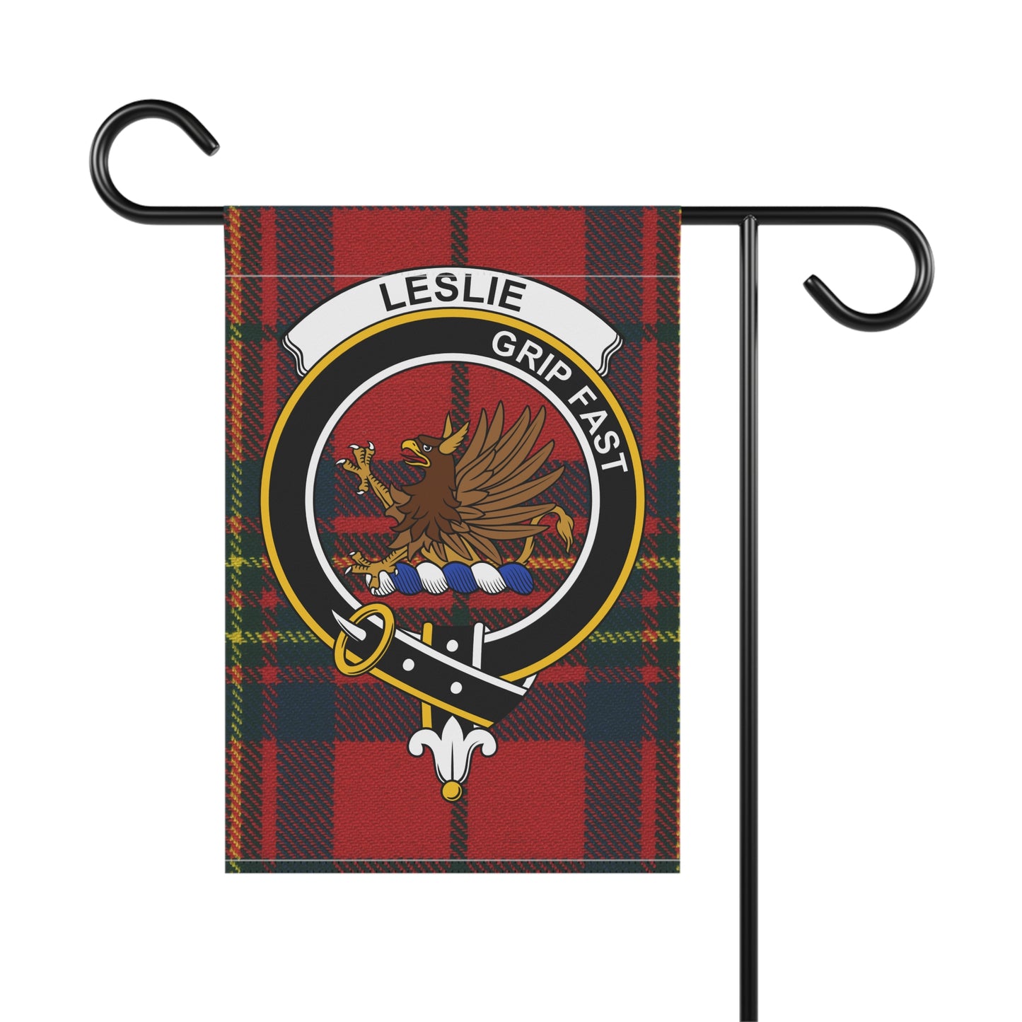 Leslie Clan Scottish Tartan Crest Garden Flag