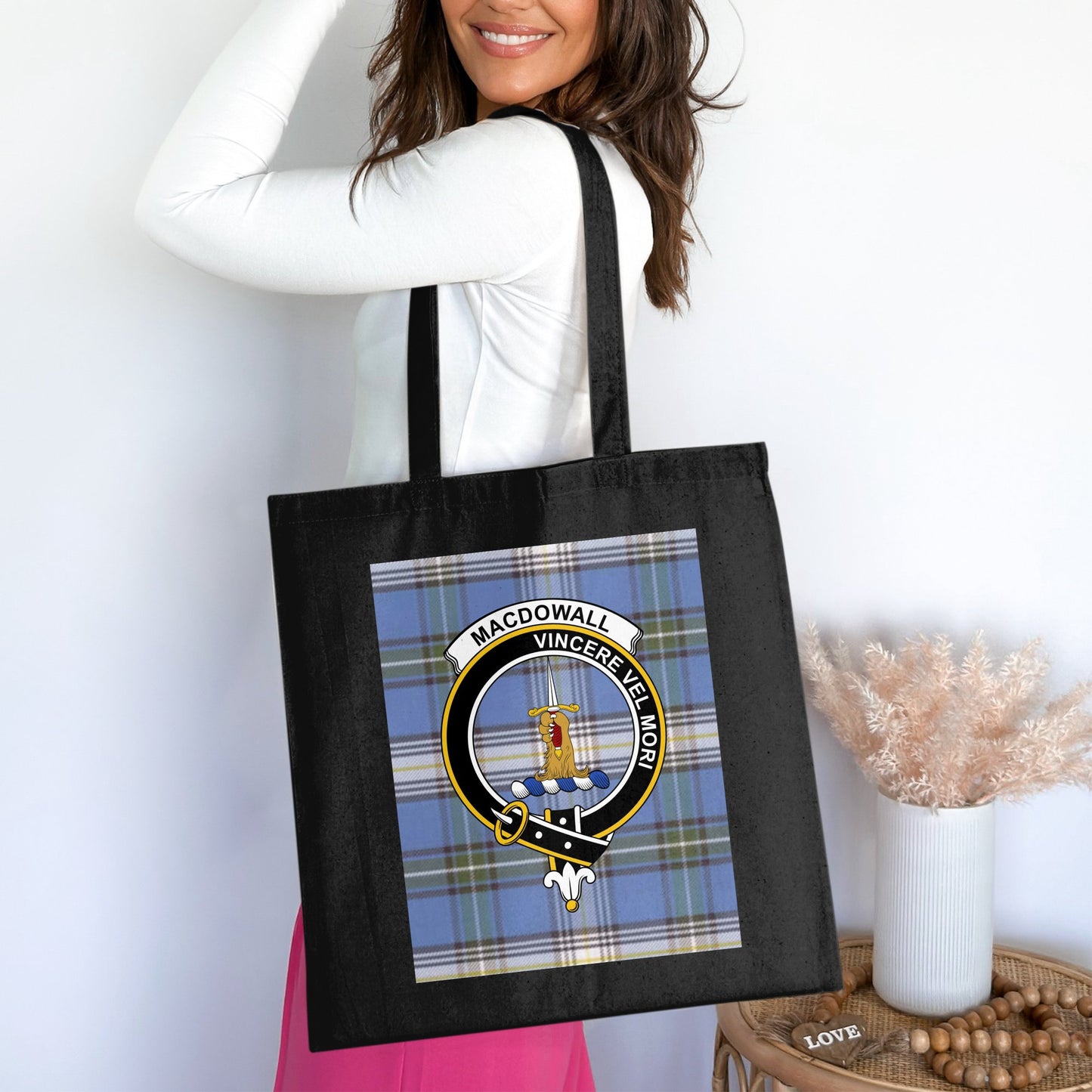 Clan Macdowall's Scottish Crest Tartan Tote Bag - Living Stone Gifts