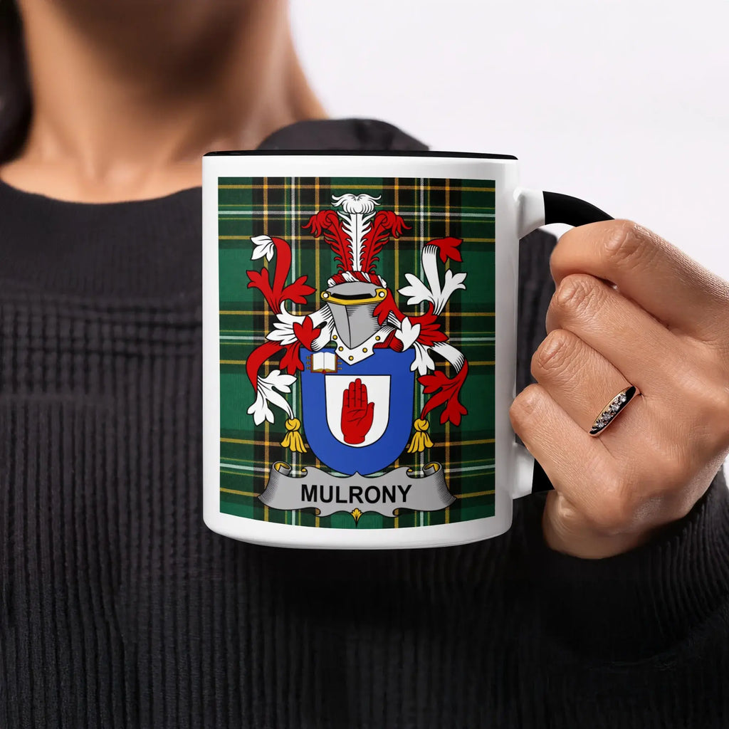 Mulrony Irish heritage mug with black handle and interior