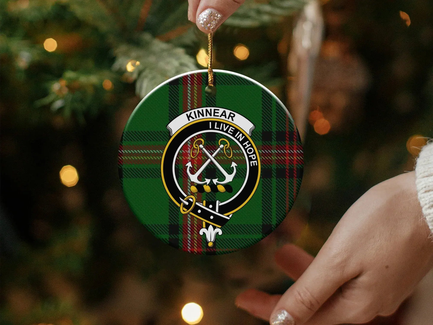 Kinnear I Live In Hope Plaid Christmas Ornament product