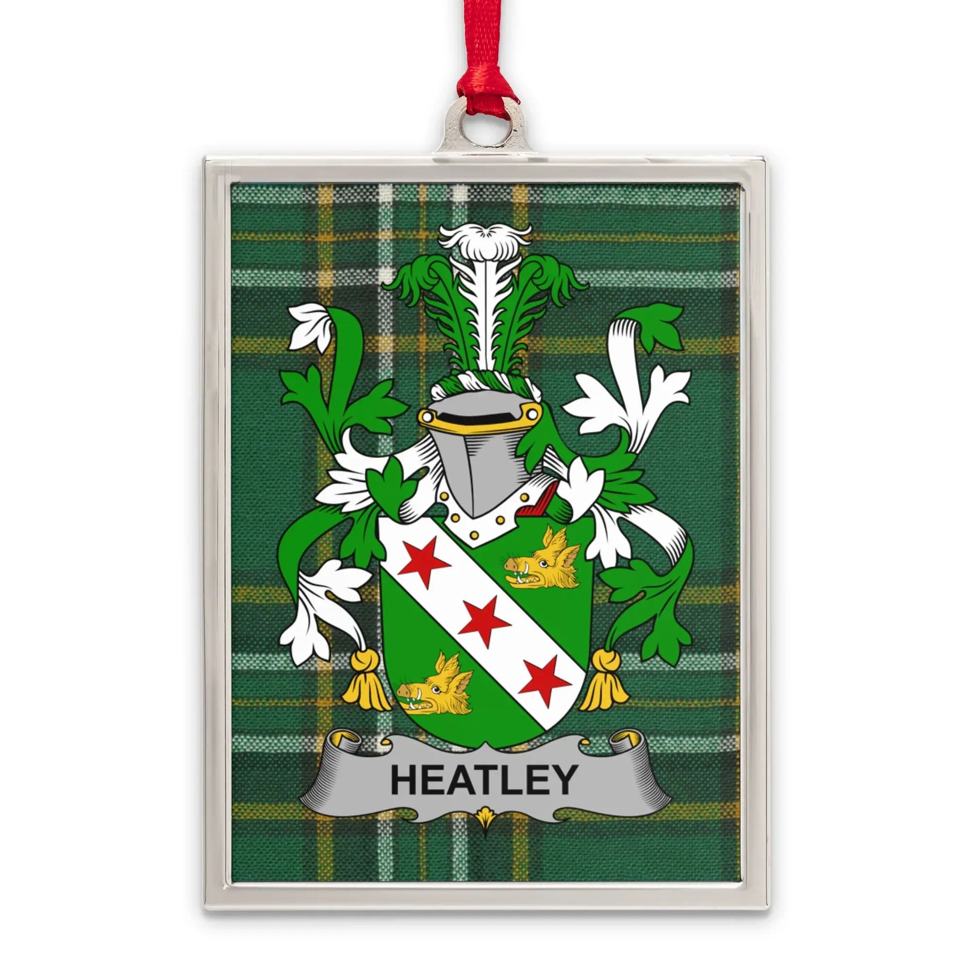 Heatley Family Crest with Tartan Ornament product type