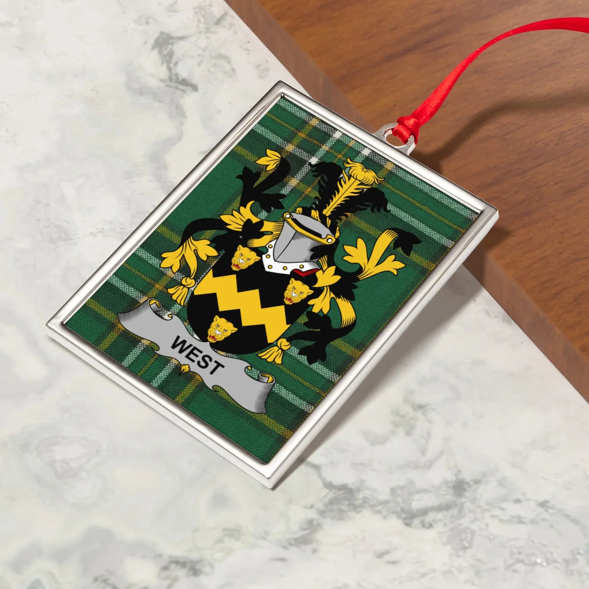 Custom Family Crest Green Plaid Ornament product