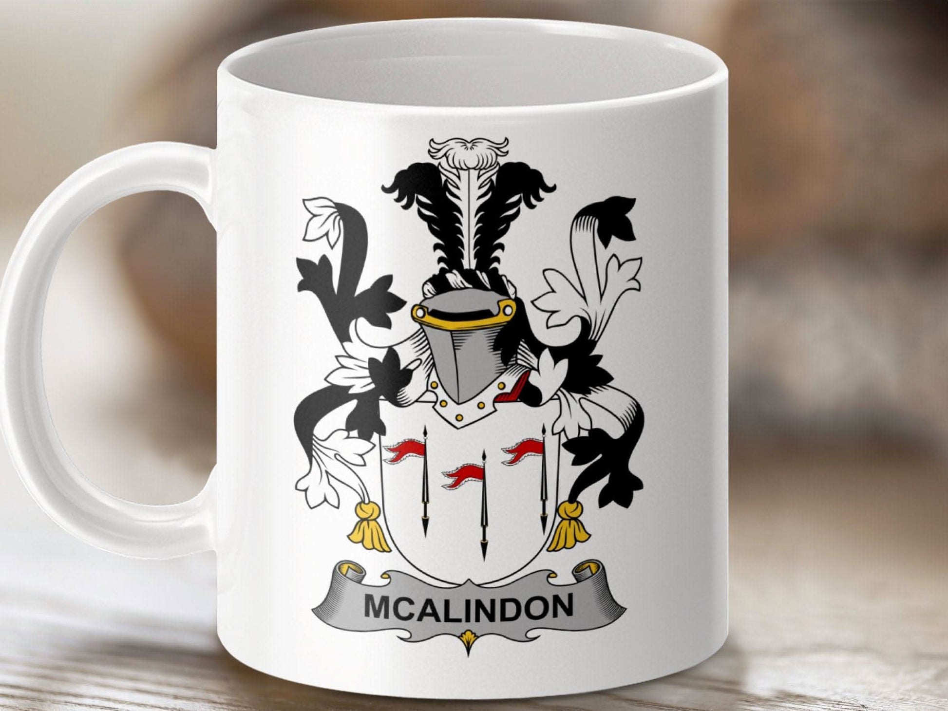 Mcalindon Surname Irish Family Crest Mug - Celtic Ancestry Gifts