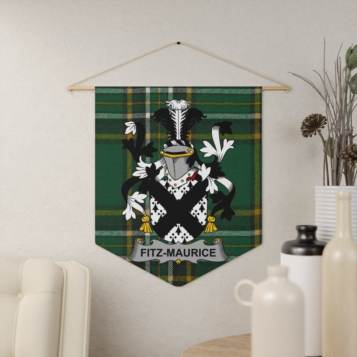Fitz-Maurice Tartan Plaid Coat of Arms Wall Banner product type